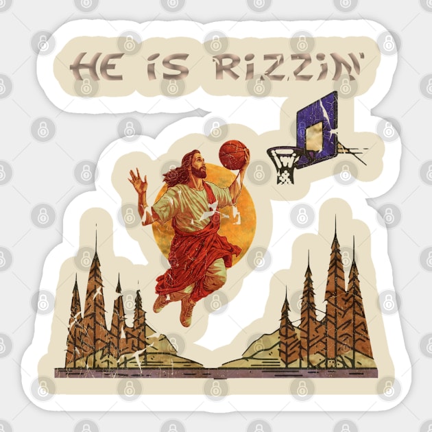 He is Rizzin || Vintage Art Sticker by Wulanjun